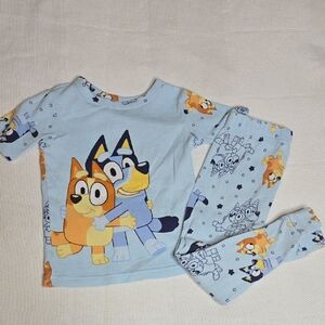 Bluey Short Sleeve Pajama Set - Light Blue and Orange
